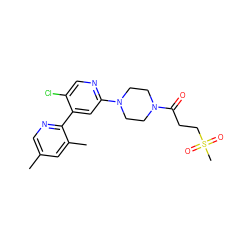 Cc1cnc(-c2cc(N3CCN(C(=O)CCS(C)(=O)=O)CC3)ncc2Cl)c(C)c1 ZINC000087493318