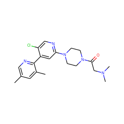 Cc1cnc(-c2cc(N3CCN(C(=O)CN(C)C)CC3)ncc2Cl)c(C)c1 ZINC000142345374