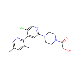 Cc1cnc(-c2cc(N3CCN(C(=O)CO)CC3)ncc2Cl)c(C)c1 ZINC000142173591