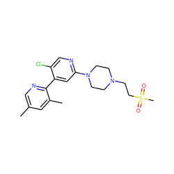 Cc1cnc(-c2cc(N3CCN(CCS(C)(=O)=O)CC3)ncc2Cl)c(C)c1 ZINC000146808244