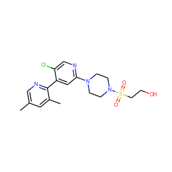 Cc1cnc(-c2cc(N3CCN(S(=O)(=O)CCO)CC3)ncc2Cl)c(C)c1 ZINC000146822316