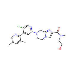 Cc1cnc(-c2cc(N3CCn4cc(C(=O)N(C)CCO)nc4C3)ncc2Cl)c(C)c1 ZINC000169342738