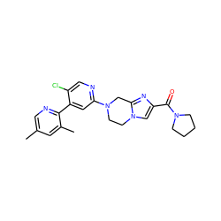 Cc1cnc(-c2cc(N3CCn4cc(C(=O)N5CCCC5)nc4C3)ncc2Cl)c(C)c1 ZINC000146461724