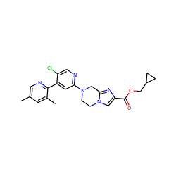 Cc1cnc(-c2cc(N3CCn4cc(C(=O)OCC5CC5)nc4C3)ncc2Cl)c(C)c1 ZINC000169342756