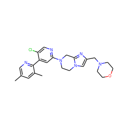 Cc1cnc(-c2cc(N3CCn4cc(CN5CCOCC5)nc4C3)ncc2Cl)c(C)c1 ZINC000146443318