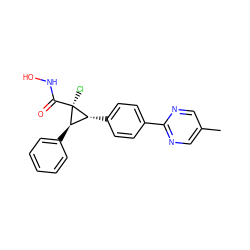 Cc1cnc(-c2ccc([C@@H]3[C@@H](c4ccccc4)[C@@]3(Cl)C(=O)NO)cc2)nc1 ZINC000206787508