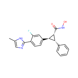 Cc1cnc(-c2ccc([C@H]3[C@H](C(=O)NO)[C@@H]3c3ccccc3)cc2F)[nH]1 ZINC000103251638