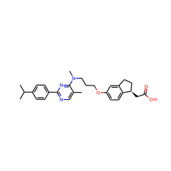 Cc1cnc(-c2ccc(C(C)C)cc2)nc1N(C)CCCOc1ccc2c(c1)CC[C@H]2CC(=O)O ZINC000003961820