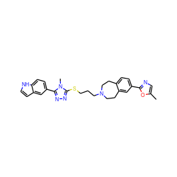 Cc1cnc(-c2ccc3c(c2)CCN(CCCSc2nnc(-c4ccc5[nH]ccc5c4)n2C)CC3)o1 ZINC000028712461