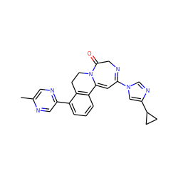 Cc1cnc(-c2cccc3c2CCN2C(=O)CN=C(n4cnc(C5CC5)c4)C=C32)cn1 ZINC000169708340