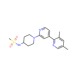 Cc1cnc(-c2ccnc(N3CCC(NS(C)(=O)=O)CC3)c2)c(C)c1 ZINC000146948722