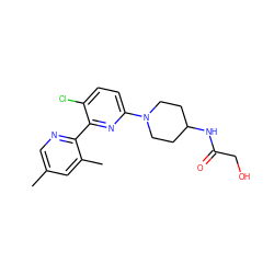 Cc1cnc(-c2nc(N3CCC(NC(=O)CO)CC3)ccc2Cl)c(C)c1 ZINC000168155245