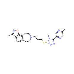 Cc1cnc(-c2nnc(SCCCN3CCc4ccc5c(C)noc5c4CC3)n2C)cn1 ZINC000029127482