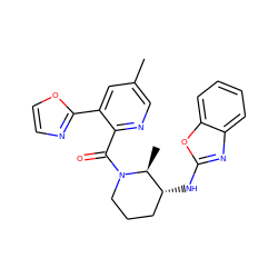 Cc1cnc(C(=O)N2CCC[C@@H](Nc3nc4ccccc4o3)[C@@H]2C)c(-c2ncco2)c1 ZINC000225882846