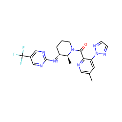 Cc1cnc(C(=O)N2CCC[C@@H](Nc3ncc(C(F)(F)F)cn3)[C@@H]2C)c(-n2nccn2)c1 ZINC000218534050