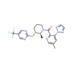 Cc1cnc(C(=O)N2CCC[C@@H](Oc3ncc(C(F)(F)F)cn3)[C@@H]2C)c(-n2nccn2)c1 ZINC000225853240