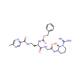 Cc1cnc(C(=O)NCC[C@@H](NC(=O)OCc2ccccc2)C(=O)NCC(=O)N[C@H]2CCCN(C(=N)N)[C@@H]2O)cn1 ZINC000027098354