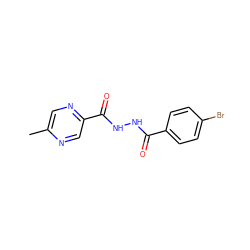 Cc1cnc(C(=O)NNC(=O)c2ccc(Br)cc2)cn1 ZINC000003612152