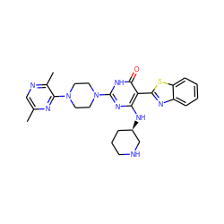 Cc1cnc(C)c(N2CCN(c3nc(N[C@@H]4CCCNC4)c(-c4nc5ccccc5s4)c(=O)[nH]3)CC2)n1 ZINC001772657642