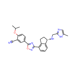 Cc1cnc(CN[C@H]2CCc3c(-c4noc(-c5ccc(OC(C)C)c(C#N)c5)n4)cccc32)[nH]1 ZINC000198847863