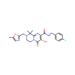 Cc1cnc(CN2CCn3c(nc(C(=O)NCc4ccc(F)cc4)c(O)c3=O)C2(C)C)o1 ZINC000036518655