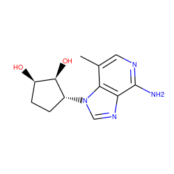 Cc1cnc(N)c2ncn([C@@H]3CC[C@@H](O)[C@H]3O)c12 ZINC000117792491