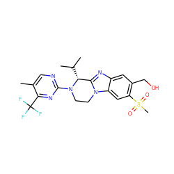 Cc1cnc(N2CCn3c(nc4cc(CO)c(S(C)(=O)=O)cc43)[C@H]2C(C)C)nc1C(F)(F)F ZINC000204948210