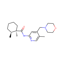 Cc1cnc(NC(=O)[C@]2(C)CCCC[C@@H]2C)cc1CN1CCOCC1 ZINC000045257847