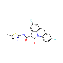 Cc1cnc(NC(=O)[C@H]2C(=O)N3c4ccc(F)cc4Cc4cc(F)cc2c43)s1 ZINC000100658452