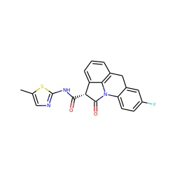 Cc1cnc(NC(=O)[C@H]2C(=O)N3c4ccc(F)cc4Cc4cccc2c43)s1 ZINC000100658632