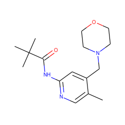 Cc1cnc(NC(=O)C(C)(C)C)cc1CN1CCOCC1 ZINC000045245225