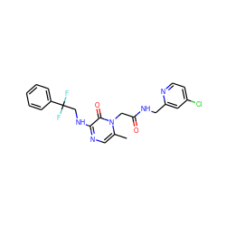 Cc1cnc(NCC(F)(F)c2ccccc2)c(=O)n1CC(=O)NCc1cc(Cl)ccn1 ZINC000013493141