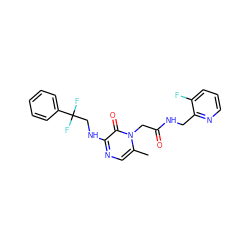 Cc1cnc(NCC(F)(F)c2ccccc2)c(=O)n1CC(=O)NCc1ncccc1F ZINC000013493146