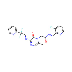 Cc1cnc(NCC(F)(F)c2ccccn2)c(=O)n1CC(=O)NCc1ncccc1F ZINC000000602992