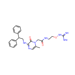 Cc1cnc(NCC(c2ccccc2)c2ccccc2)c(=O)n1CC(=O)NCCONC(=N)N ZINC000034013925