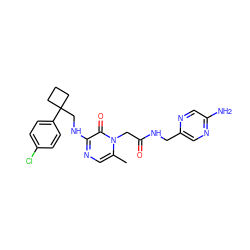 Cc1cnc(NCC2(c3ccc(Cl)cc3)CCC2)c(=O)n1CC(=O)NCc1cnc(N)cn1 ZINC000013440750