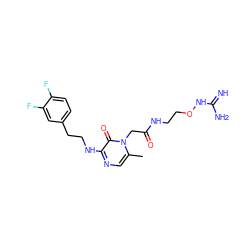 Cc1cnc(NCCc2ccc(F)c(F)c2)c(=O)n1CC(=O)NCCONC(=N)N ZINC000049037687