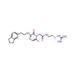 Cc1cnc(NCCc2ccc3c(c2)CCC3)c(=O)n1CC(=O)NCCONC(=N)N ZINC000033970366