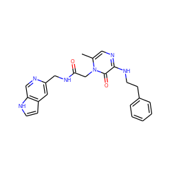 Cc1cnc(NCCc2ccccc2)c(=O)n1CC(=O)NCc1cc2cc[nH]c2cn1 ZINC000013488046