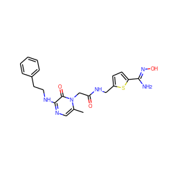 Cc1cnc(NCCc2ccccc2)c(=O)n1CC(=O)NCc1ccc(/C(N)=N/O)s1 ZINC000003964833