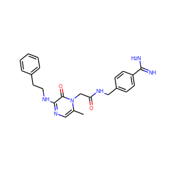 Cc1cnc(NCCc2ccccc2)c(=O)n1CC(=O)NCc1ccc(C(=N)N)cc1 ZINC000013440740