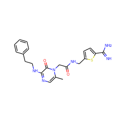 Cc1cnc(NCCc2ccccc2)c(=O)n1CC(=O)NCc1ccc(C(=N)N)s1 ZINC000013440742