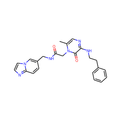 Cc1cnc(NCCc2ccccc2)c(=O)n1CC(=O)NCc1ccc2nccn2c1 ZINC000000602309