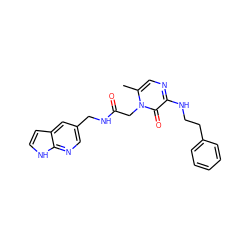 Cc1cnc(NCCc2ccccc2)c(=O)n1CC(=O)NCc1cnc2[nH]ccc2c1 ZINC000013488048