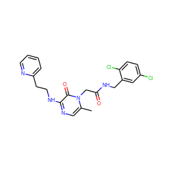 Cc1cnc(NCCc2ccccn2)c(=O)n1CC(=O)NCc1cc(Cl)ccc1Cl ZINC000066078246