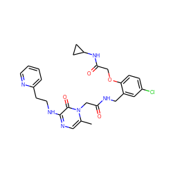 Cc1cnc(NCCc2ccccn2)c(=O)n1CC(=O)NCc1cc(Cl)ccc1OCC(=O)NC1CC1 ZINC000066078238