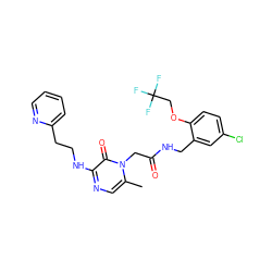 Cc1cnc(NCCc2ccccn2)c(=O)n1CC(=O)NCc1cc(Cl)ccc1OCC(F)(F)F ZINC000066077558