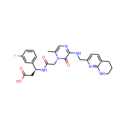 Cc1cnc(NCc2ccc3c(n2)NCCC3)c(=O)n1CC(=O)N[C@@H](CC(=O)O)c1cccc(F)c1 ZINC000013489945