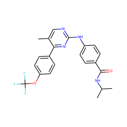 Cc1cnc(Nc2ccc(C(=O)NC(C)C)cc2)nc1-c1ccc(OC(F)(F)F)cc1 ZINC000103241204