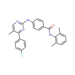 Cc1cnc(Nc2ccc(C(=O)Nc3c(C)cccc3C)cc2)nc1-c1ccc(F)cc1 ZINC000103243233